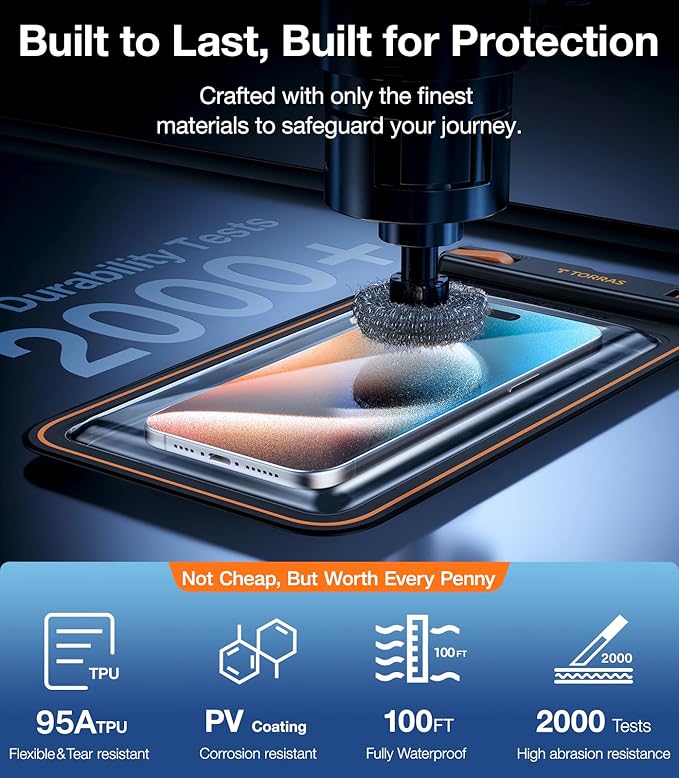 TORRAS IPX8 Waterproof Phone Pouch Floating, Underwater Screen Touchable, Water Proof Case with Lanyard for iPhone 17 Pro Max 16 S26, Cellphone Dry Bag Cruise Essentials 7.0 inch, Glacier Sprint