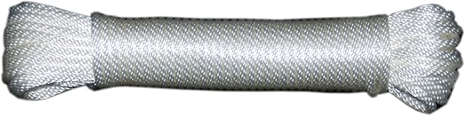 T.W Evans Cordage 44-043 1/8-Inch Solid Braid Nylon Rope 50-Feet Hank, White