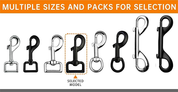 Garwor 4 Pcs 1 Inch Heavy Duty Black Electrophoresis Coating Swivel Snap Hooks Pet Buckle Trigger Snaps Dog Leash Hook Key Chain for Linking Pet Leash & Collar