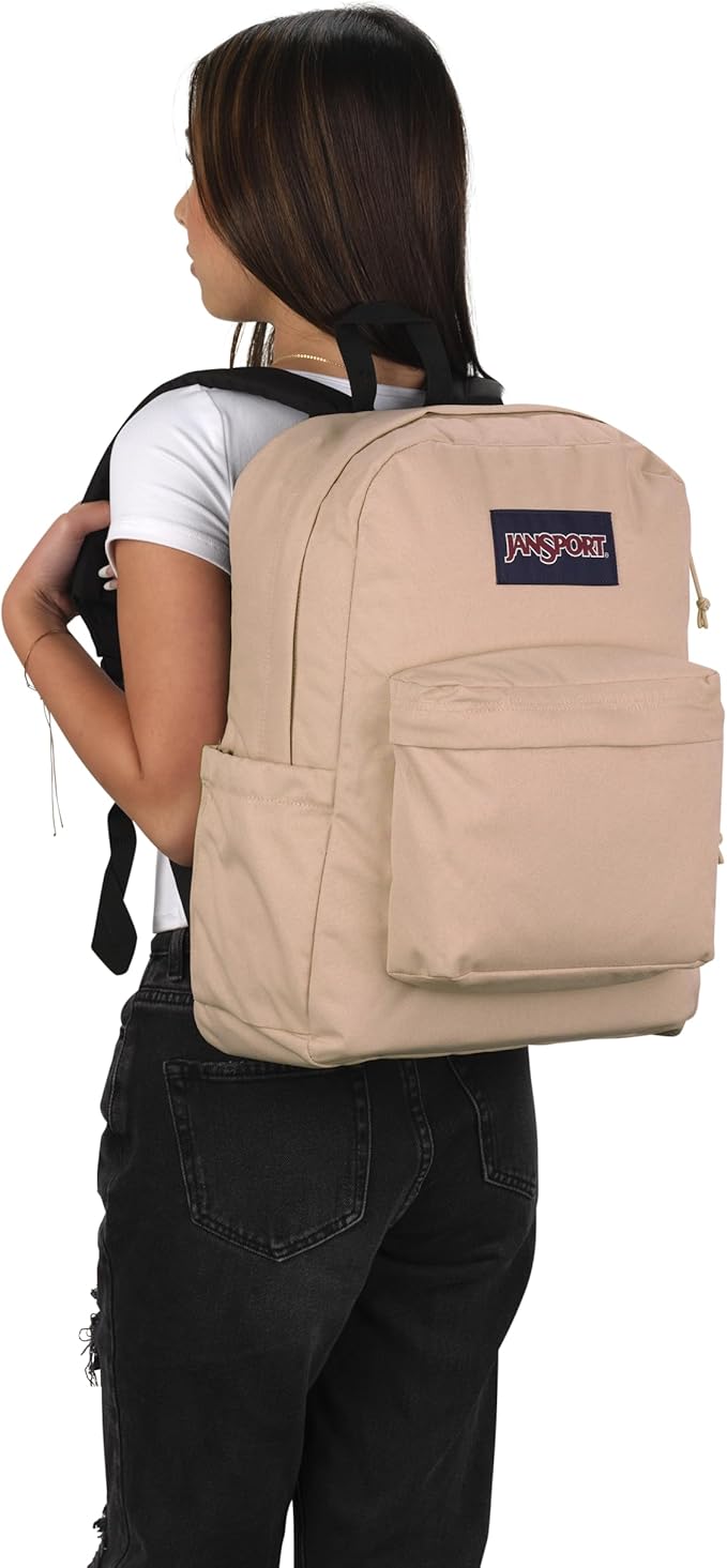 JanSport SuperBreak Plus Backpack with Padded 15-inch Laptop Sleeve and Integrated Bottle Pocket - Spacious and Durable Daypack for Work and Travel - Travertine
