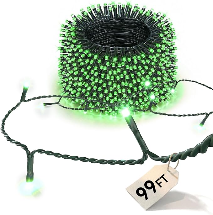LitHome 99FT 300 LED String Lights Outdoor Indoor, 8 Modes Waterproof Christmas String Lights with Timer & Memory Function, Outdoor Christmas Lights Green Wire for Xmas Tree Party Garden, Green