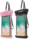 ProCase 2 Pack Waterproof Phone Pouch, Underwater Phone Case Up to 7", Dry Bag for iPhone 17 Air 16 15 14 13 Pro Plus Max, Galaxy S24 S23 S22 Ultra Pixel, Beach Essentials -Pink & Black