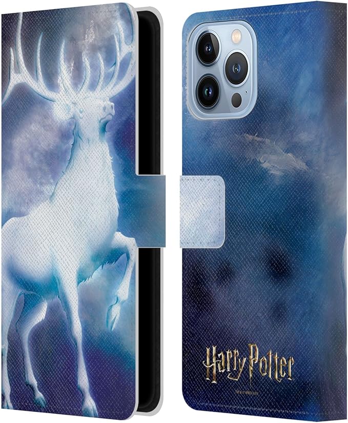 Head Case Designs Officially Licensed Harry Potter Stag Patronus Prisoner of Azkaban II Leather Wallet Case Compatible with Apple iPhone 13 Pro Max