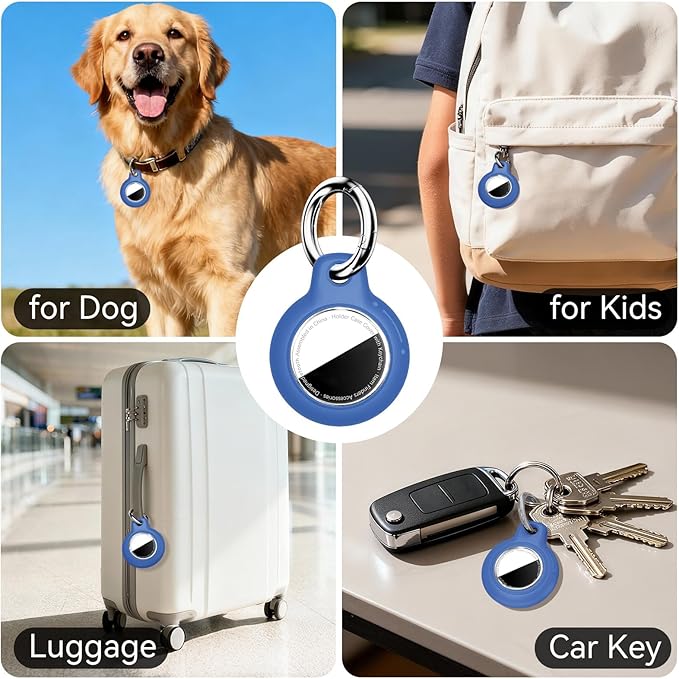 for Apple AirTag 2nd & 1st Gen, Waterproof Case for AirTag Holder Keychain,GPS Tracker Cover for Dog,Car Key,Luggage-C4-Blue