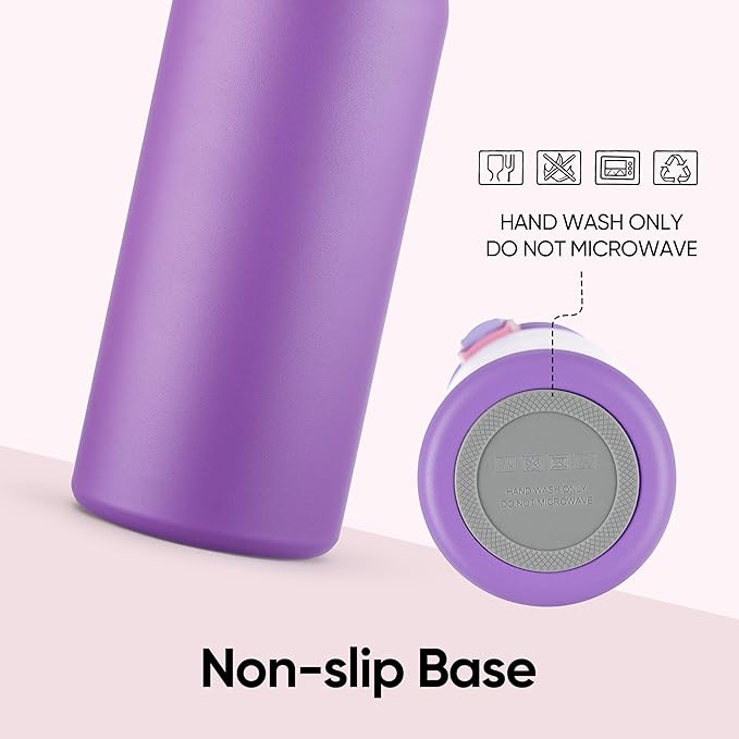 Fijinhom 24 oz Insulated Water Bottle with 2-in-1 Straw and Spout Lid, Stainless Steel Double Wall Vacuum Flask, Sports Water Bottle Keeps Cold 24H, Leak Proof for Gym, Outdoor, Travel (Purple)