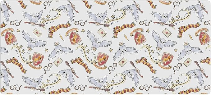 Head Case Designs Officially Licensed Harry Potter Hedwig Owl Pattern Graphics 37.4 x 15.75 x 0.16 inches (900 x 400 mm) - XL Gaming Office Desk PC Keyboard Mouse Mat Pad
