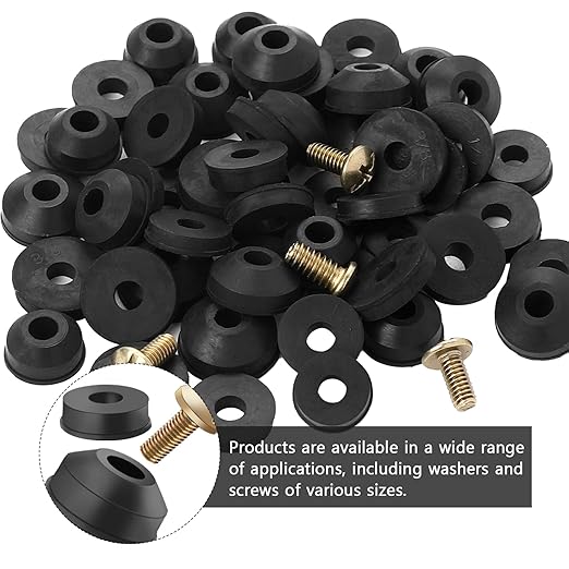 58 Pack Faucet Washer Assortment Kit - Flat and Beveled Rubber Faucet Washers for Repairing Leaks