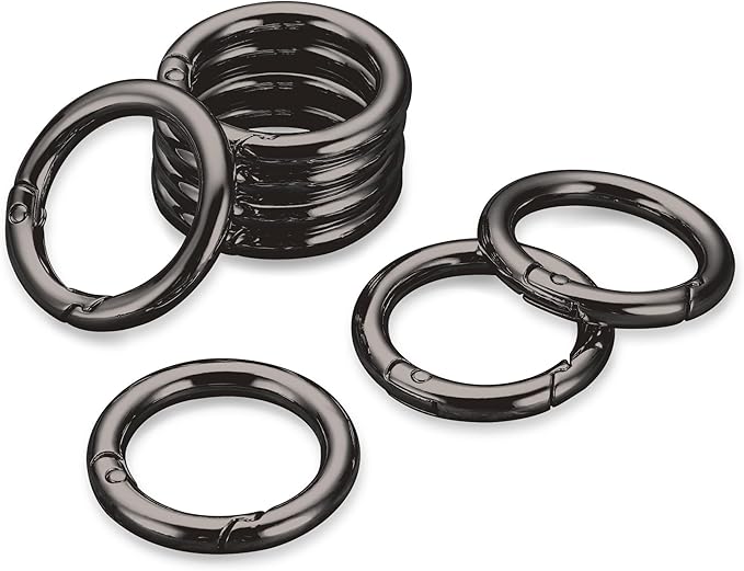 Gkeygo Key Ring Clip, 4/5 Inch Keychain Rings, 8 Pack Round Carabiner Clip for Keys, Buckle, Bags, Purses - Key Chain Hooks Replacement Keychains Lanyard DIY Crafts, Gunmetal