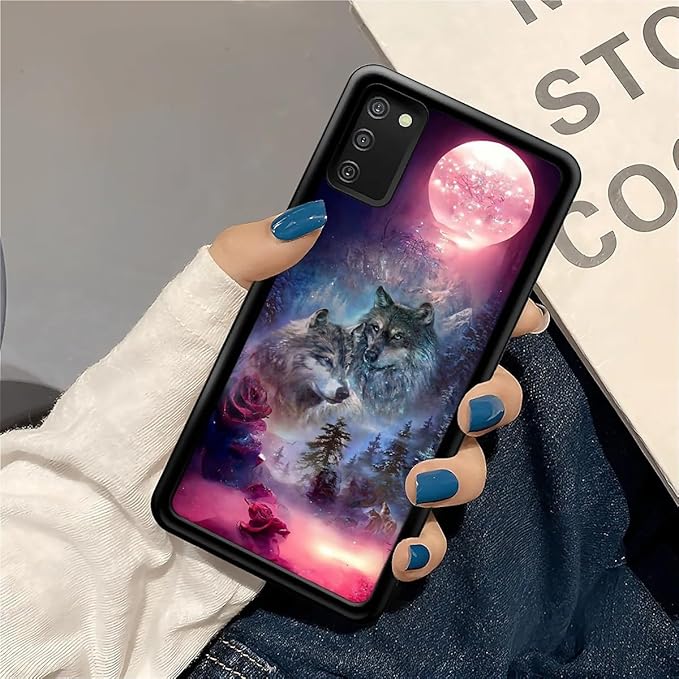 for Samsung Galaxy S20 FE Case, Star Two Wolfs Howling Pattern Graphic Design Girl Boy Soft Silicone Hard Acrylic Shock Protection for Samsung Galaxy S20 FE