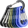 Booms Fishing CC5 Multi-Use Carabiner Clips, 10 Pack 2.3"/ 3.1" Caribeener Clips, Mini Keychain Caribeaner Clip, Aluminum D Ring Carabiners