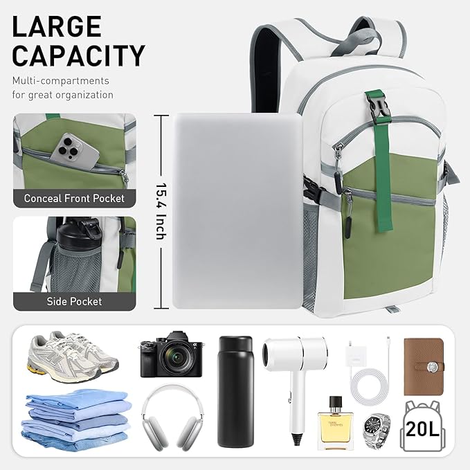 Small Hiking Backpack,20L Lightweight Travel Daypack,Ideal for Hiking,Traveling and Outdoor Adventure,White