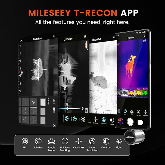 Thermal Monocular for Android, MILESEEY TNV30i Night Vision Thermal Scope, 512×384 Super Resolution 50Hz Thermal Imaging Camera, 1600-Yard Thermal Goggles for Hunting, Building Detection, 10-15mm Lens
