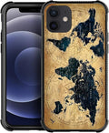 for iPhone 12/12 Pro Case, Brown World Map Pattern Graphic Design Girl Boy Soft Silicone Hard Acrylic Shock Protection for iPhone 12/12 Pro