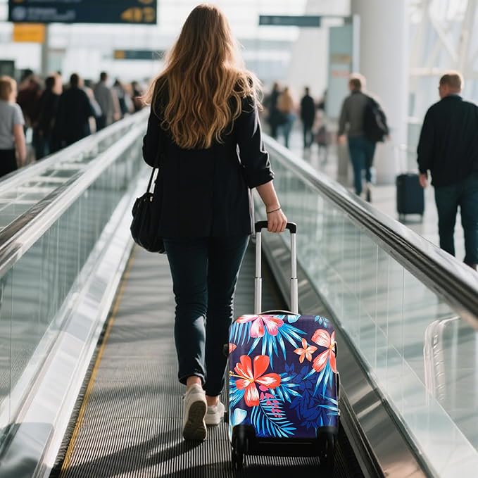 WUJIAONIAO Travel Luggage Cover Baggage Suitcase Cover Protector Skins 18-32 Inch (Flower, XL (for 29-32 inch luggage))