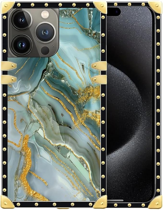 Compatible with iPhone 16 Pro Max Case, Golden Texture Marble Veining Luxury Golden Decoration for Girl Women Soft TPU Shockproof Protective Hard PC Back for iPhone 16 Pro Max