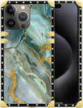Compatible with iPhone 16 Pro Max Case, Golden Texture Marble Veining Luxury Golden Decoration for Girl Women Soft TPU Shockproof Protective Hard PC Back for iPhone 16 Pro Max