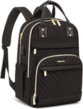Laptop Backpack for Women Work Bag - Fits 18 Inch Laptop Bag Travel Work Backpack Anti-theft Bags with USB Charging Business Computer Waterproof Backpack Purse for Nurse Teacher Black