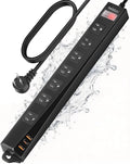 Outdoor Power Strip Weatherproof IPX6,1625W/13A 6 Ft Extension Cord with Multiple Outlets,7 AC & 3 USB, Wall Mount for Camping,Poolside,Garden,Workshop