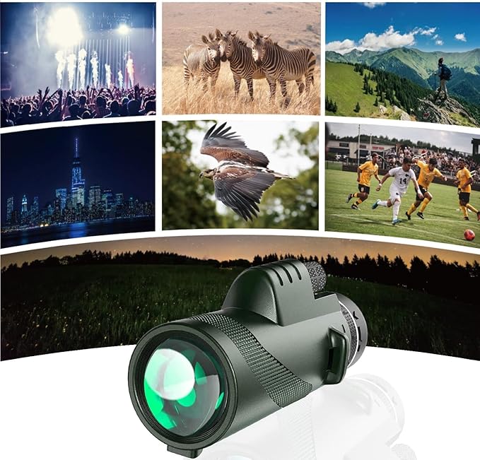 Monocular Telescope 80x100 High Powered Monoculars High Definition for Adults High Powered with Smartphone Adapter Telescope Hunting Wildlife Bird Watching Travel Camping Hiking Green
