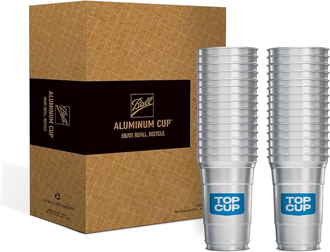 Top Cup – 20 Ounce, 30 Count, Reusable Aluminum Party Cups | Cold-Holding, Recyclable, Made in USA