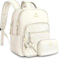 MATEIN Cute Backpacks for Women, Mini Stylish Daypack Purse, Waterproof Anti-theft Travel Casual Daily Rucksack Shoulder Handbag for Work College Dating, 2pcs Sets, Beige