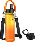 KXIAOCHEN Insulated Water Bottle, Stainless Steel Water Bottle, 2 Lids (Straw and Handle Lid),Wide Mouth Metal Water Bottles Keep Hot and Cold, Double Walled, Thermo Mug, Metal Canteen