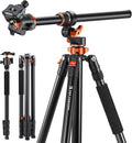 K&F CONCEPT 90''/230cm Ultra High Camera Tripod,Horizontal Overhead Shooting Flexible Travel Tripods with Metal Ball Head 10KG Load Capacity, Detachable Monopod, for Indoor and Outdoor T254A7+BH-28L