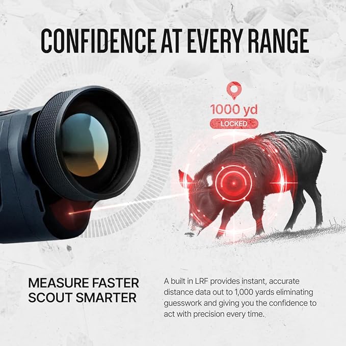 ATN BlazeHunter XD 1280x1024 Thermal Monocular w/SharpIR AI, 1000m Laser Rangefinder, 1920x1080 OLED, Wi-Fi, 32GB, IP67