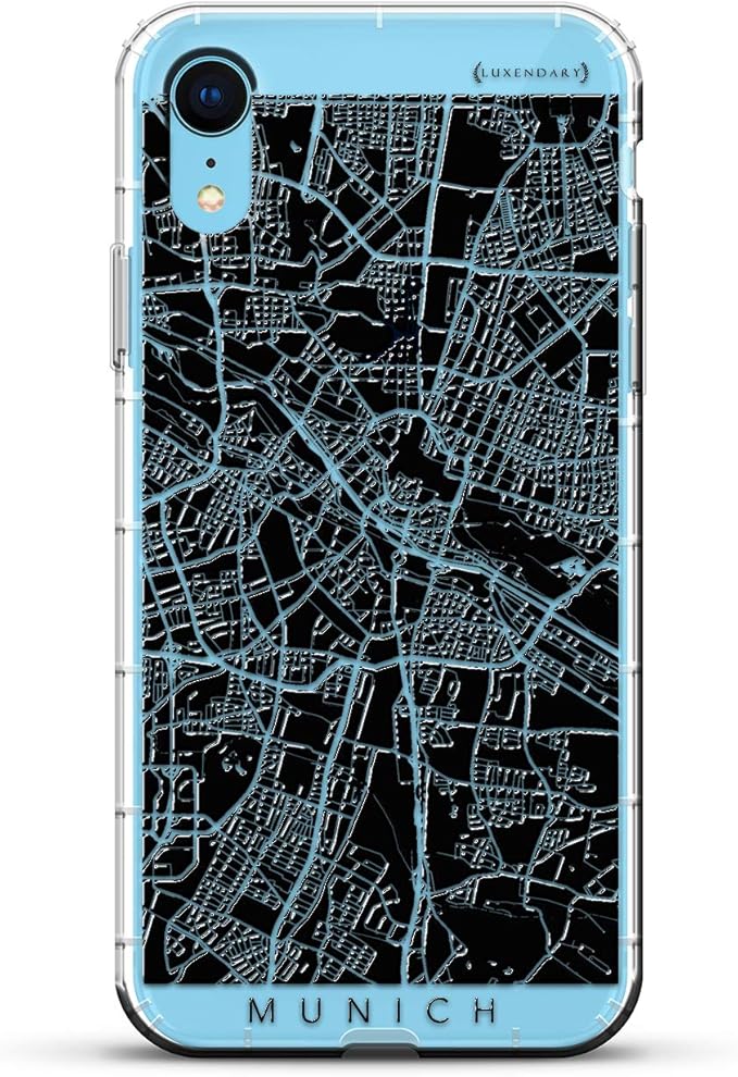 Munich Streets Map | Luxendary Air Series Clear Silicone Case with 3D printed design and Air-Pocket Cushion Bumper for iPhone XR (new 2018/2019 model with 6.1" screen)