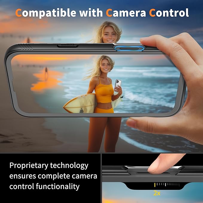 Cozycase for iPhone 16 Waterproof Shockproof Dustproof Case [Compatible with MagSafe] - Heavy Duty/360 Full Body/Military Grade/Rugged Built in Screen/Camera Protector Black/Frosted Clear 6.1 inch