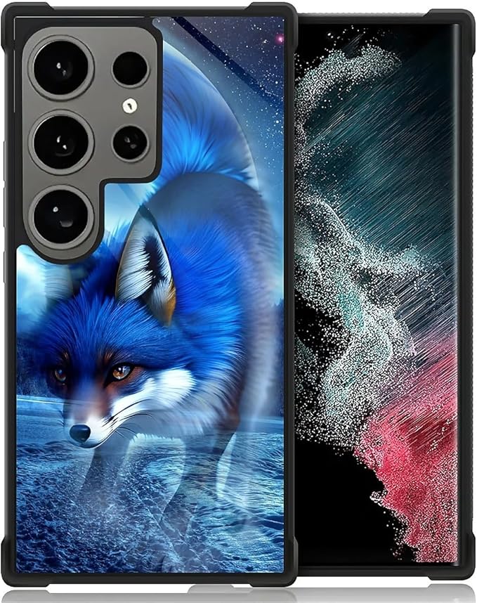 for Samsung Galaxy S24 Ultra Case, Snowy Mountain Fox Lake Pattern Graphic Design Girl Boy Soft Silicone Hard Acrylic Shock Protection for Samsung Galaxy S24 Ultra