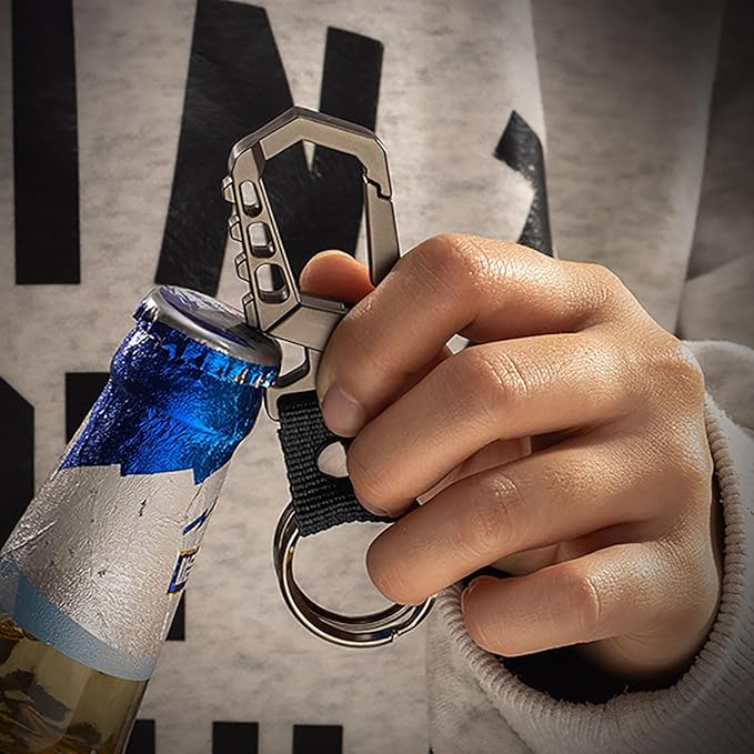 Heavy duty key chain,bottle opener function car keychains,versatile metal snap hook carabiner clip and 2 key rings