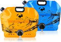 Water Jug Camping 2.1 Gallon Collapsible with Spigot, BPA Free Portable Water Pouch Foldable Water Bags for Outdoor Hiking, Travel and Emergency & Water Storage Containers (Orange_Blue-2Pcs)