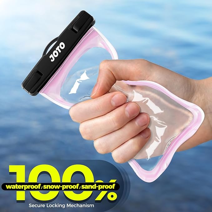 JOTO 2 Pack Universal Waterproof Phone Case for iPhone 17 Air 16 15 14 13 12 11 Plus Pro Max, IPX8 Cellphone Dry Bag XR X SE, Galaxy S23 S22 S21 S20+ S20 S10 Plus Note, Pixel up to 7" -Black/Pink