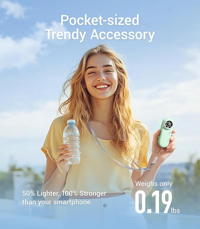 Diveblues TurboBear Portable Handheld Turbo Fan- Powerful Air Speed, Ultra-Light 86.5g Hand Fan, 5 Gear Cooling, Rechargeable Battery Powered, Pocket Cute Small Fan Travel Essentials Gifts Women