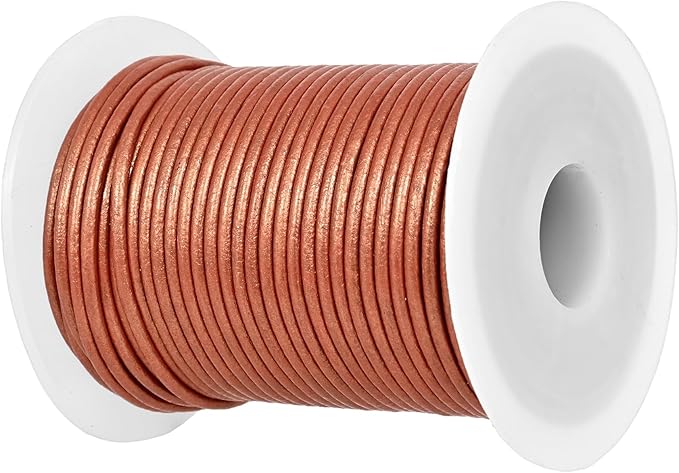 GENIQUE Real/Genuine Round Leather String Cord for Necklace, Bracelets, Jewellery, Braiding (1.5mm, Copper)