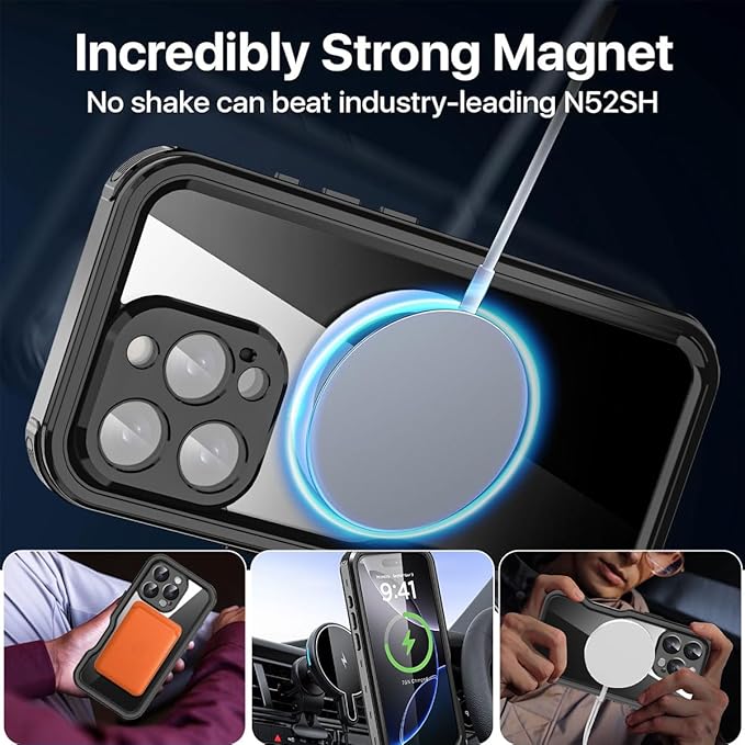 AICase Waterproof Case for iPhone 16 Pro(6.3") with MagSafe Snowproof,Dustproof and Shockproof,IP68 Certified Real 360 Full Body Protection Fully Sealed Underwater Cover for iPhone 16Pro