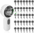 Rossesay 36 Pcs Mini Portable Fan Bulk Cute Handheld Lightweight Small Little Personal Hand Eyelash Fan 3 Speeds USB Rechargeable for Women Men Indoor Outdoor Makeup Travel (White)