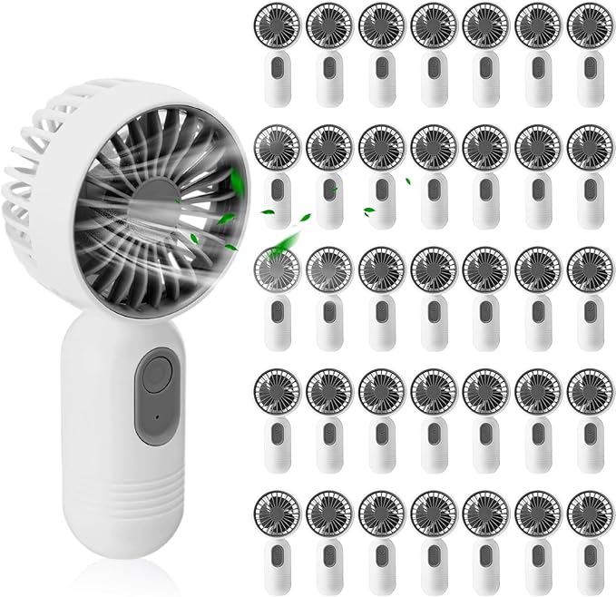 Rossesay 36 Pcs Mini Portable Fan Bulk Cute Handheld Lightweight Small Little Personal Hand Eyelash Fan 3 Speeds USB Rechargeable for Women Men Indoor Outdoor Makeup Travel (White)