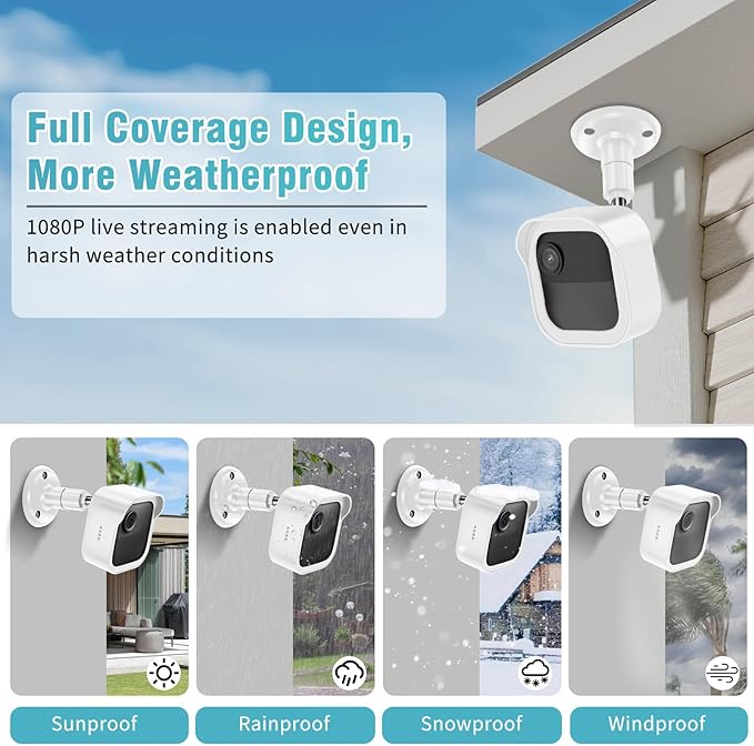 Wall Mount for Blink Outdoor Cameras , 5 Pack Weatherproof Housing, 360 Degrees Adjustable Bracket with Sync Module Core Mount for Blink Outdoor 2K+, 4th & 3rd Gen Cam, White (Camera is Not Included)