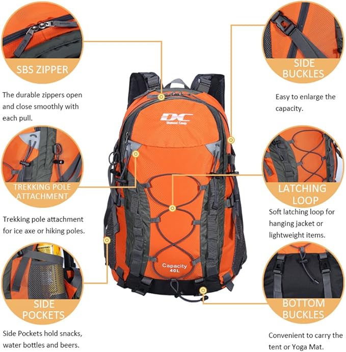 Diamond Candy Waterproof Hiking Backpack for Men and Women, Lightweight Day Pack for Travel Camping | Waterproof, Lightweight, for Travel Camping
