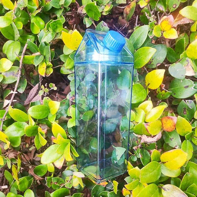Jinberry 500ml/17Oz Cute Leakproof Milk Carton Water Bottle Portable Drinkware for Outdoor Climbing Tour or Camping