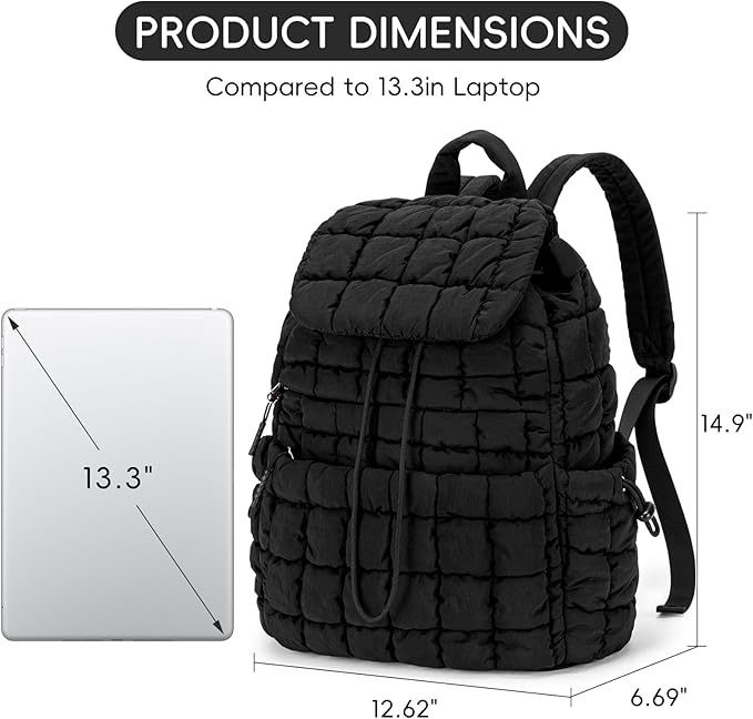 CLUCI Puffy Quilted Backpack Purse for Women, Casual Lightweight Daypack for Women Travel | Purse, Casual, Lightweight, Travel