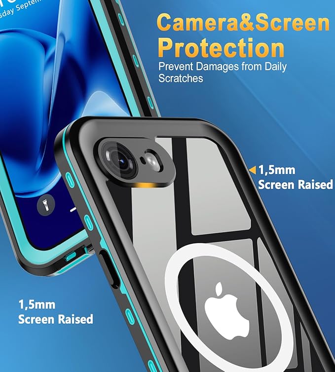 for iPhone 16e Case, Full Body Shockproof Cover with Screen Protector for iPhone 16e - Blue