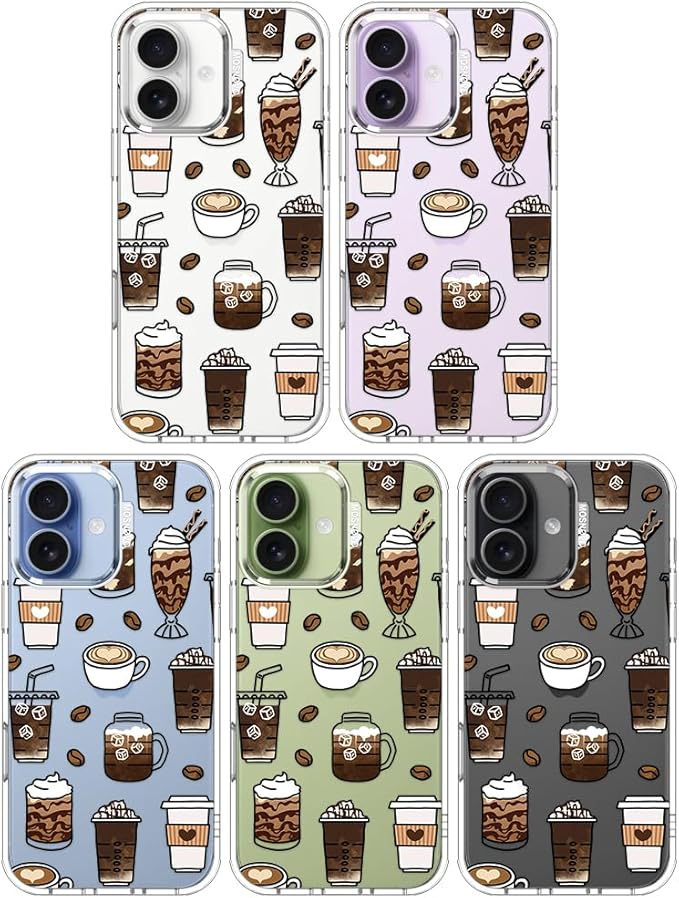 MOSNOVO for iPhone 17 Case | Military Grade 6.6ft Drop Tested | Camera Control | Clear with Coffee Design