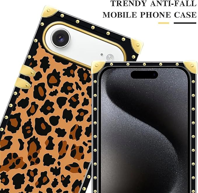 for iPhone 17 Air Case Luxury Golden Decoration for Girl Women Soft TPU Shockproof Protective Hard PC Back for iPhone 17 Air Crazy Pattern Brown Leopard Texture