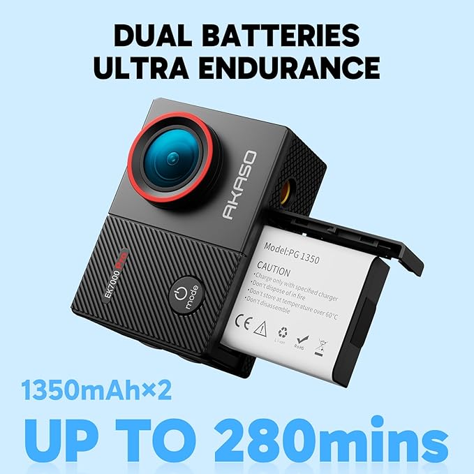 AKASO EK7000 Pro 4K30fps Action Camera with 256GB MicroSDXC U3 Card Accessories Kit Bundle, 20MP Ultra HD 131ft Waterproof Underwater Camera EIS WiFi Remote Control 5X Zoom Sport Cameras