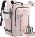 LOVEVOOK 40L Travel Backpack for Men Women, Waterproof Carry On Backpack for Work & Travel, Flight Approved Personal Item with 3 Packing Cubes, TSA Bag Fits 17.3" Laptop,Light pink