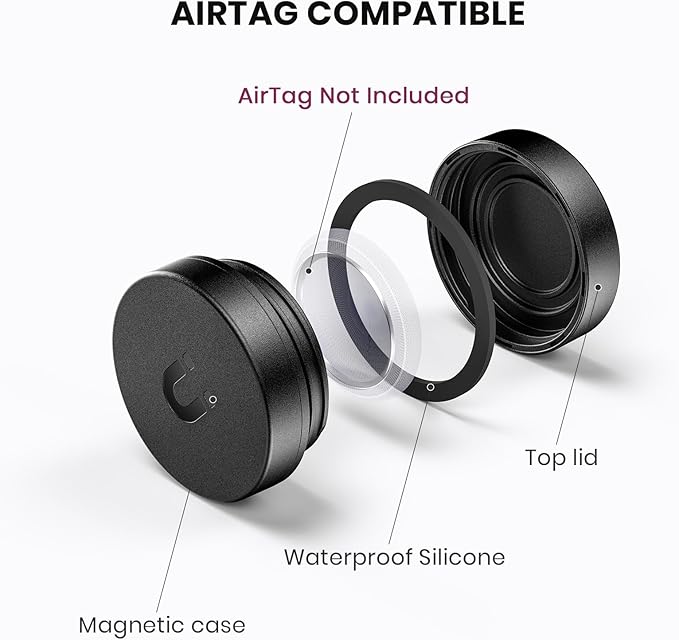 4 Pack Ultra Magnetic Holder for AirTag | Waterproof | Shatterproof | Minimalist Design | Compatible with Apple AirTag(1st&2nd gen), Extra 3M Tape for Optional Mounting, for AirTag Case for Car -Black