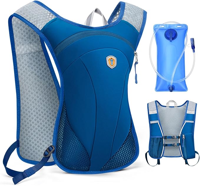 Hydration Backpack with 2L Water Bladder Bag, Lightweight and Breathable Running Vest for Men, Adjustable Chest Straps Water Pack for Cycling Hiking Climbing Outdoor